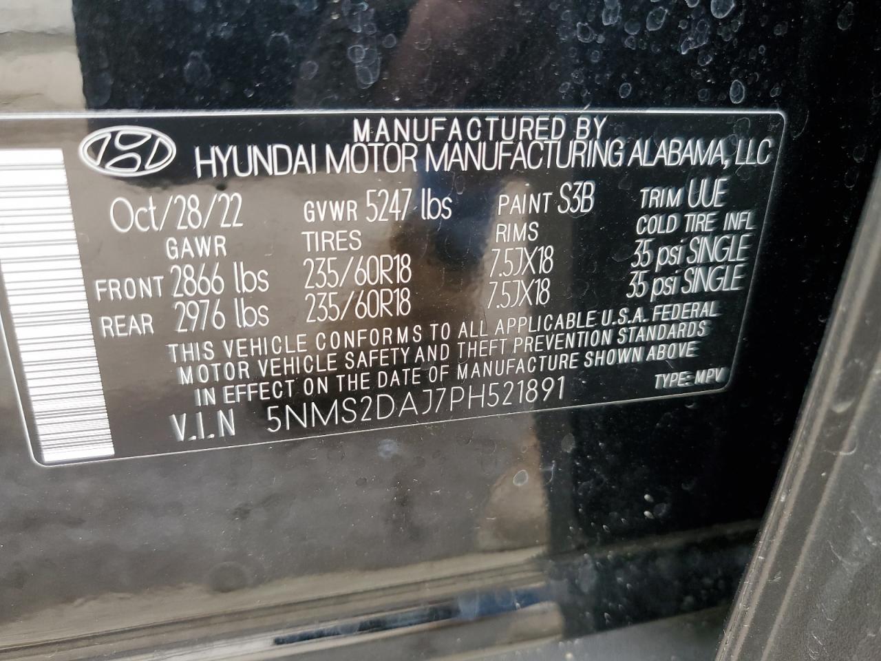 2023 Hyundai Santa Fe Sel VIN: 5NMS2DAJ7PH521891 Lot: 72917014