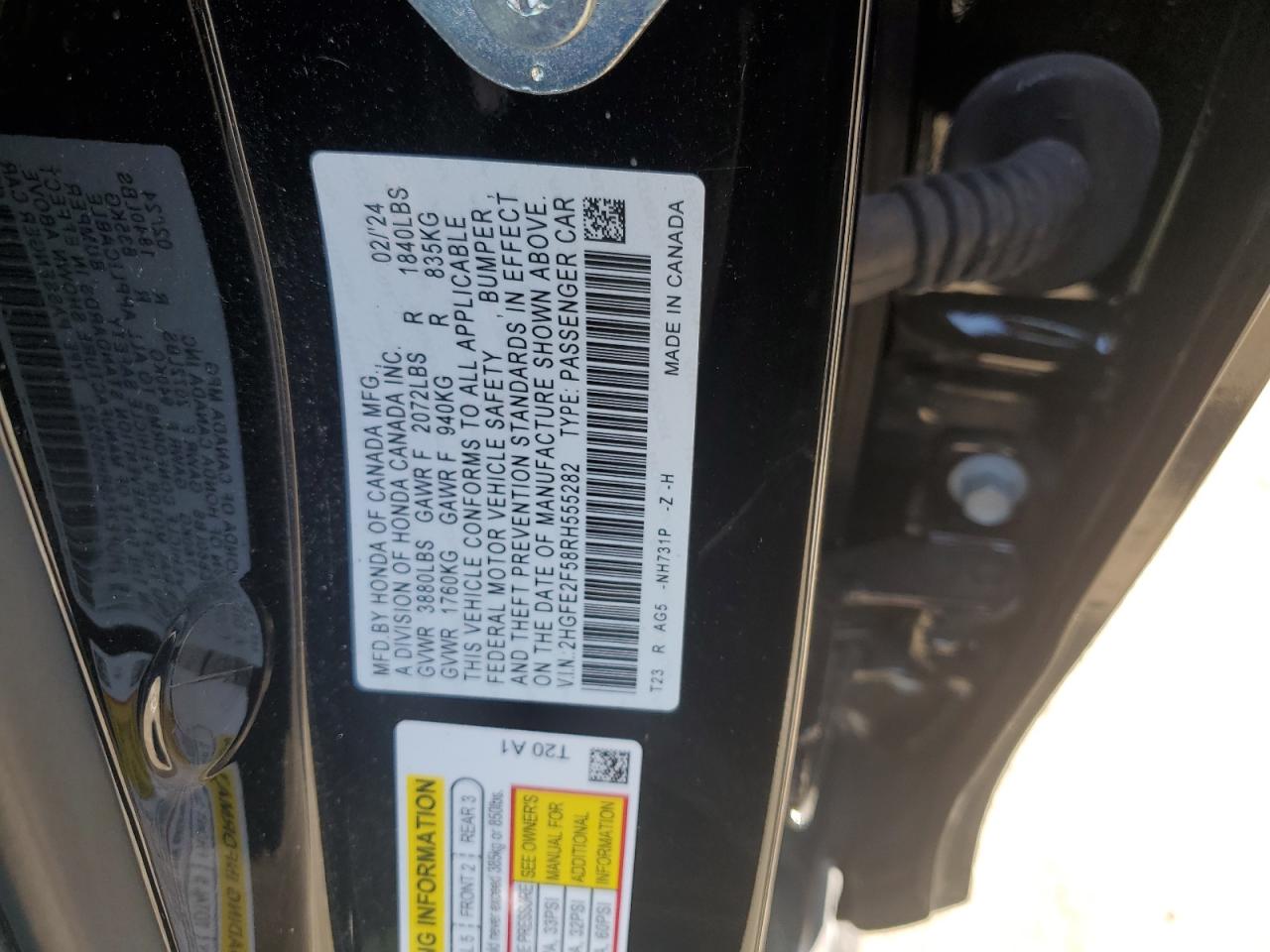 2HGFE2F58RH555282 2024 Honda Civic Sport