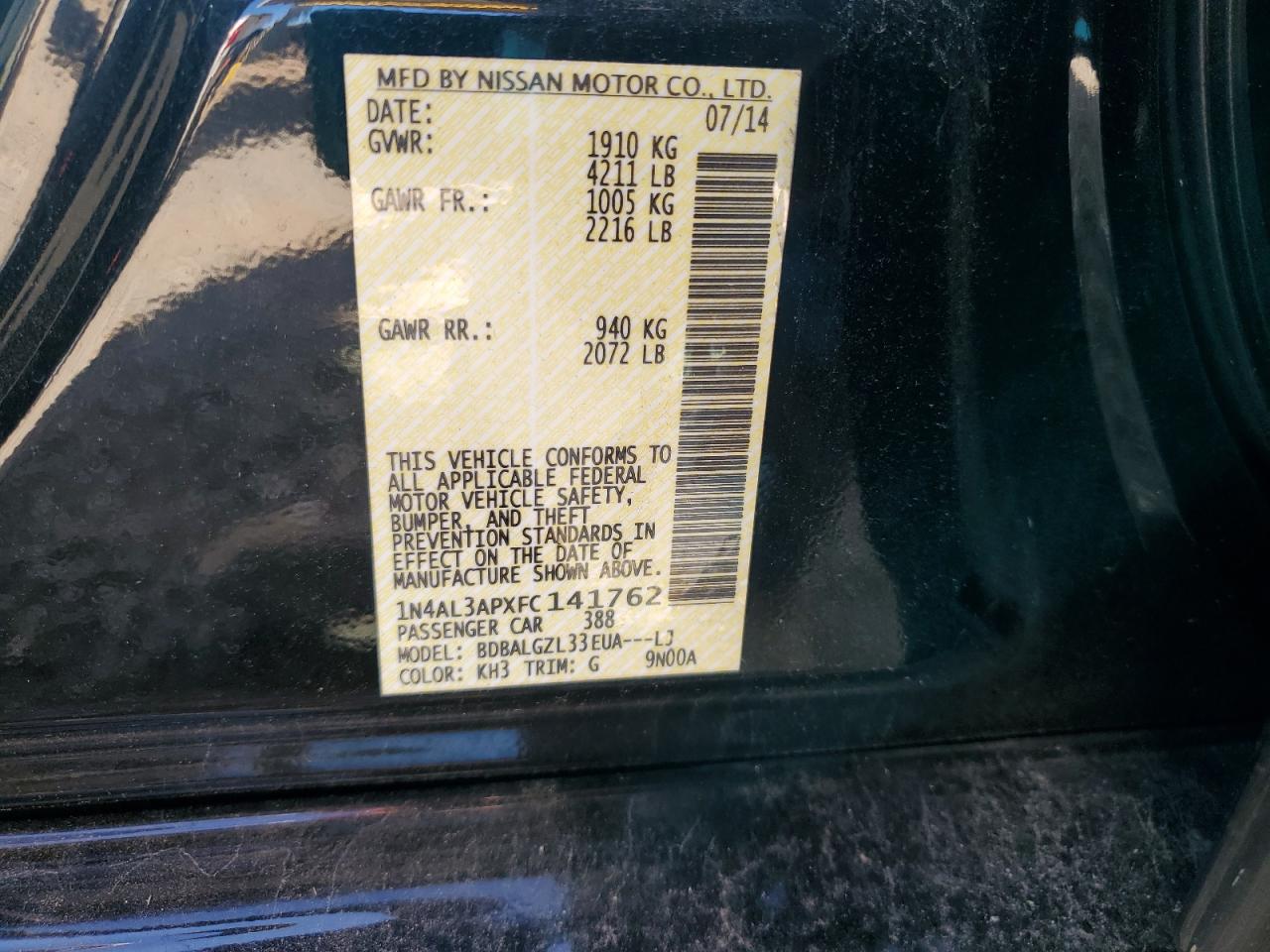 1N4AL3APXFC141762 2015 NISSAN ALTIMA - Image 14