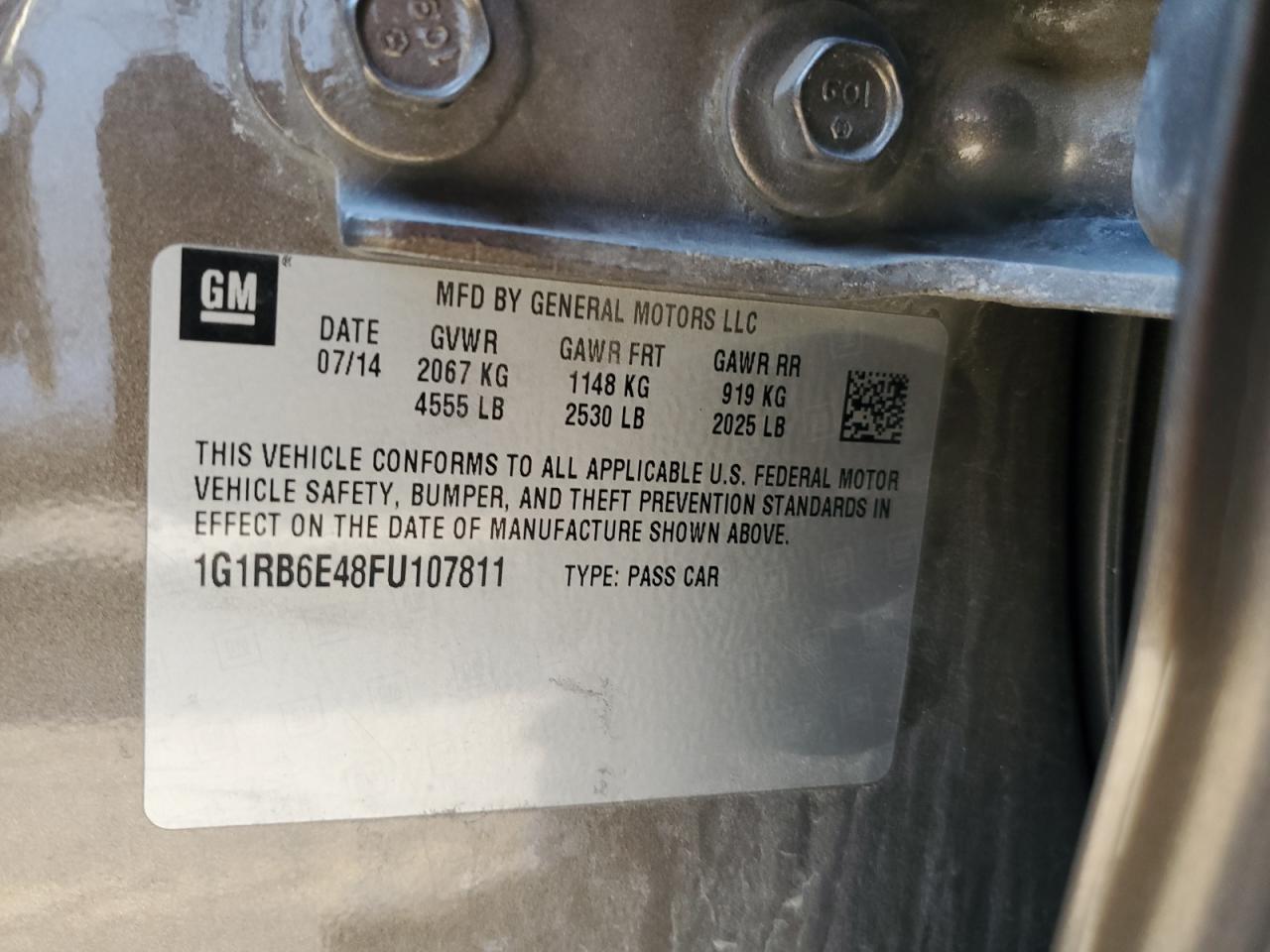 1G1RB6E48FU107811 2015 Chevrolet Volt