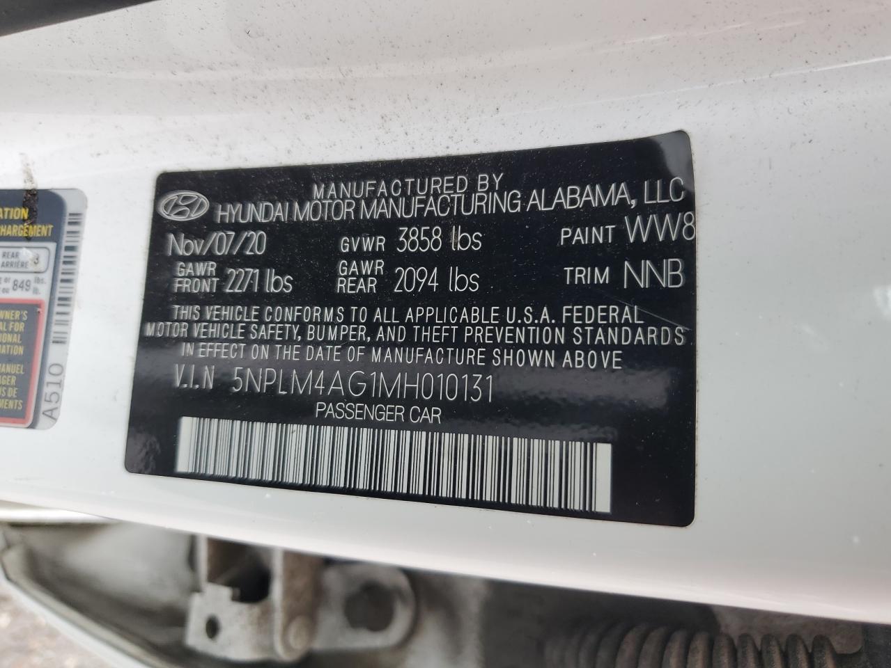 5NPLM4AG1MH010131 2021 Hyundai Elantra Sel