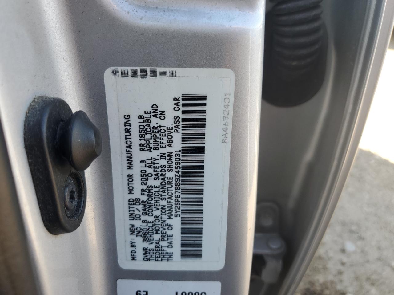 5Y2SP67889Z459031 2009 Pontiac Vibe