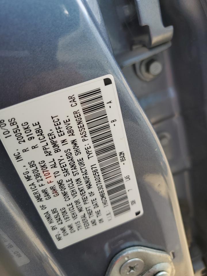 1HGCM66307A025671 2007 Honda Accord Lx