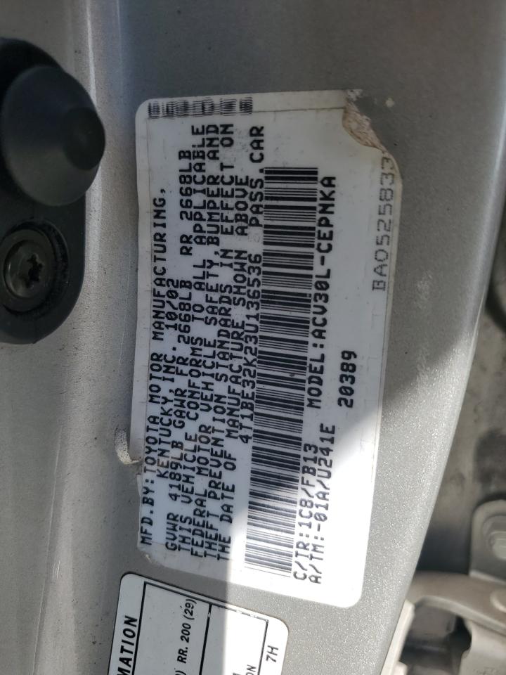 4T1BE32K23U136536 2003 Toyota Camry Le