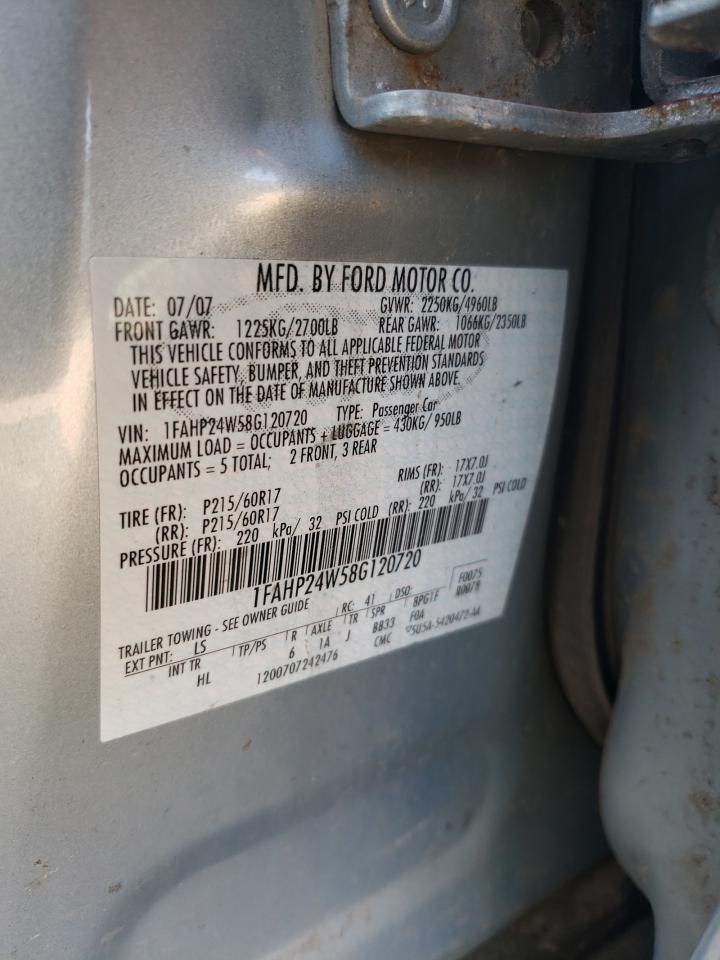 1FAHP24W58G120720 2008 Ford Taurus Sel