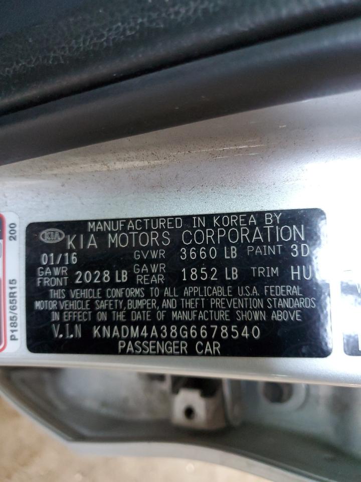 KNADM4A38G6678540 2016 Kia Rio Lx