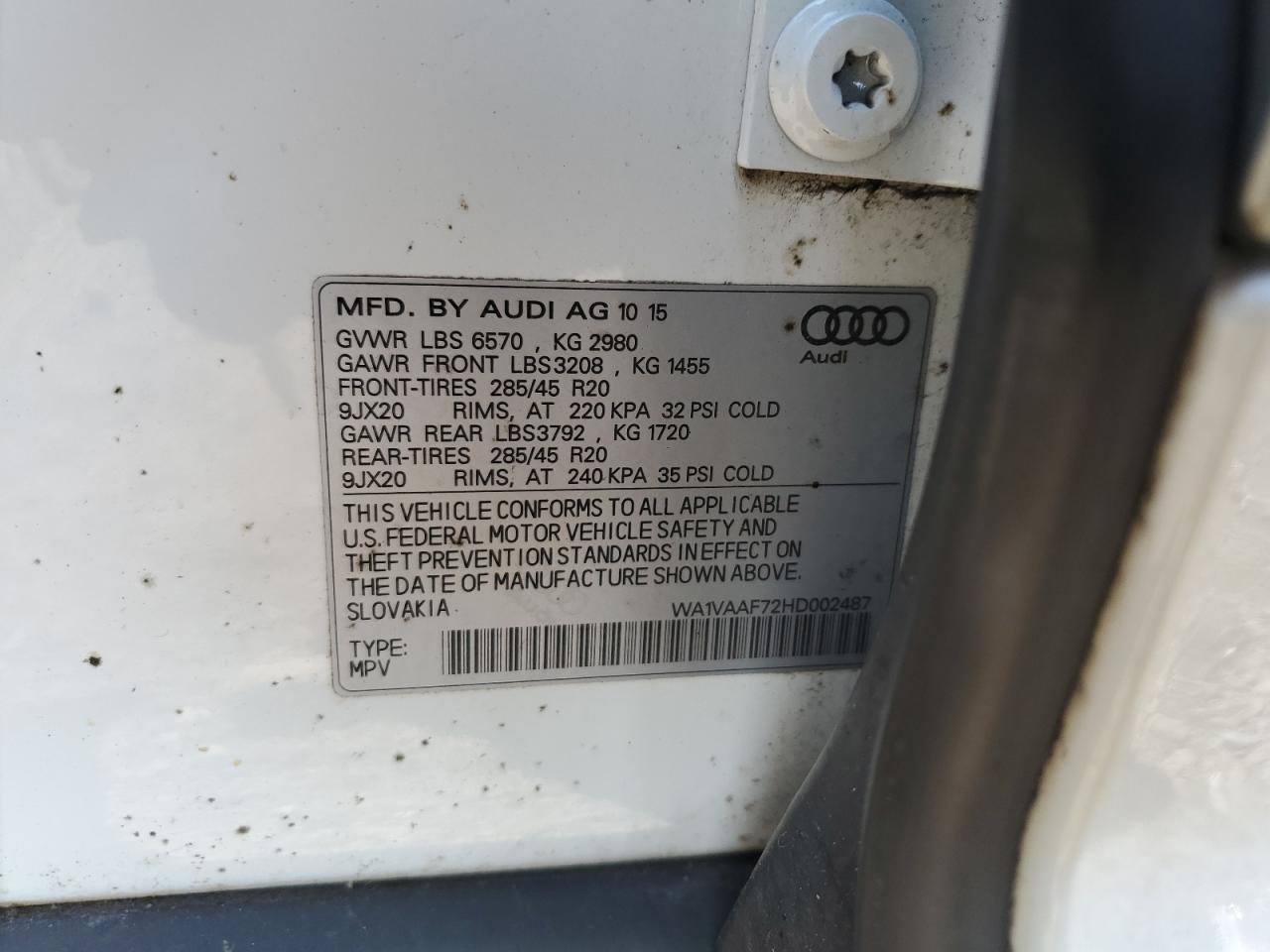 WA1VAAF72HD002487 2017 Audi Q7 Prestige