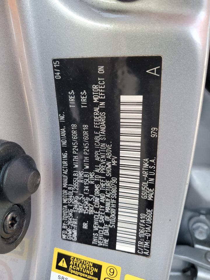 2015 Toyota Highlander Le VIN: 5TDZKRFH1FS080790 Lot: 72208744