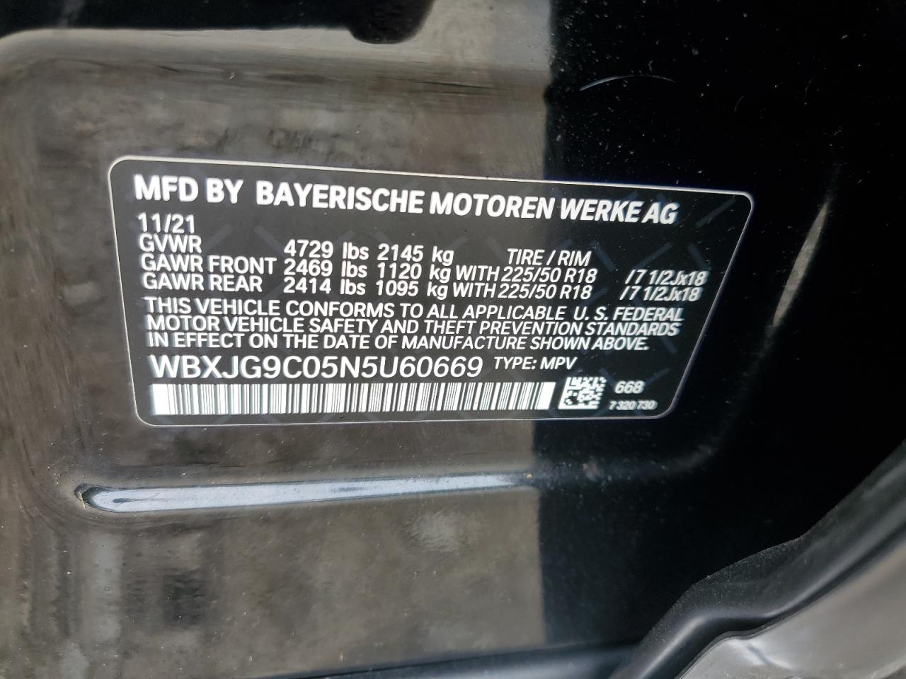 WBXJG9C05N5U60669 2022 BMW X1 xDrive28I