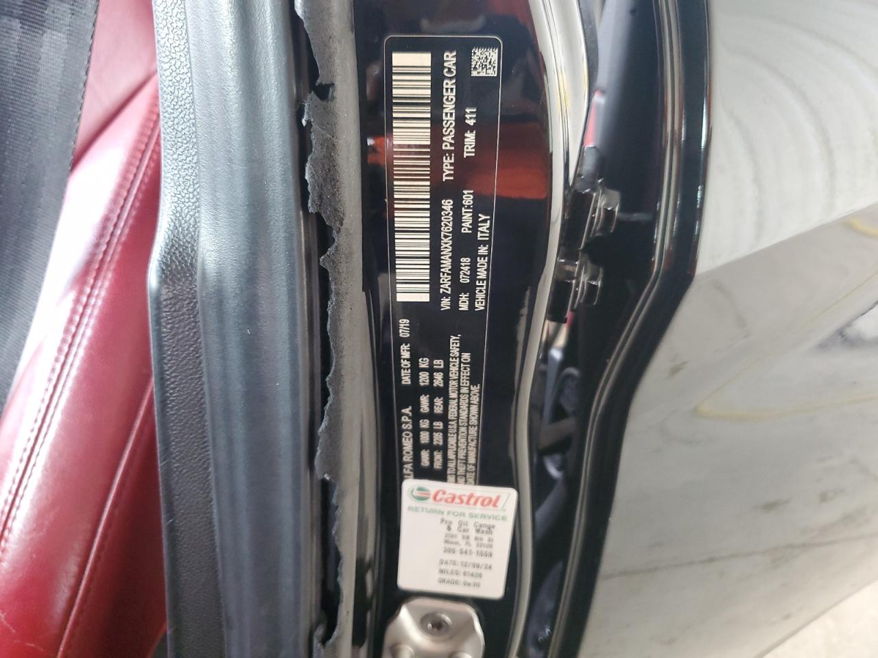 2019 Alfa Romeo Giulia VIN: ZARFAMANXK7620346 Lot: 71192154