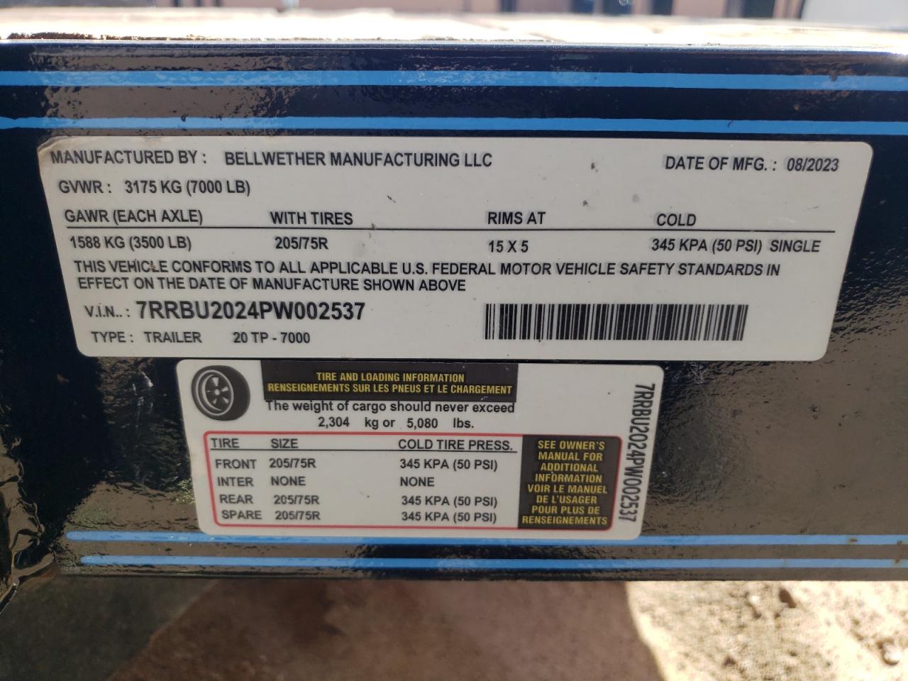 2023 Trail King Trailer VIN: 7RRBU2024PW002537 Lot: 67571784