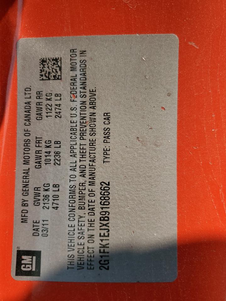 2011 Chevrolet Camaro 2Ss VIN: 2G1FK1EJXB9168662 Lot: 51074455