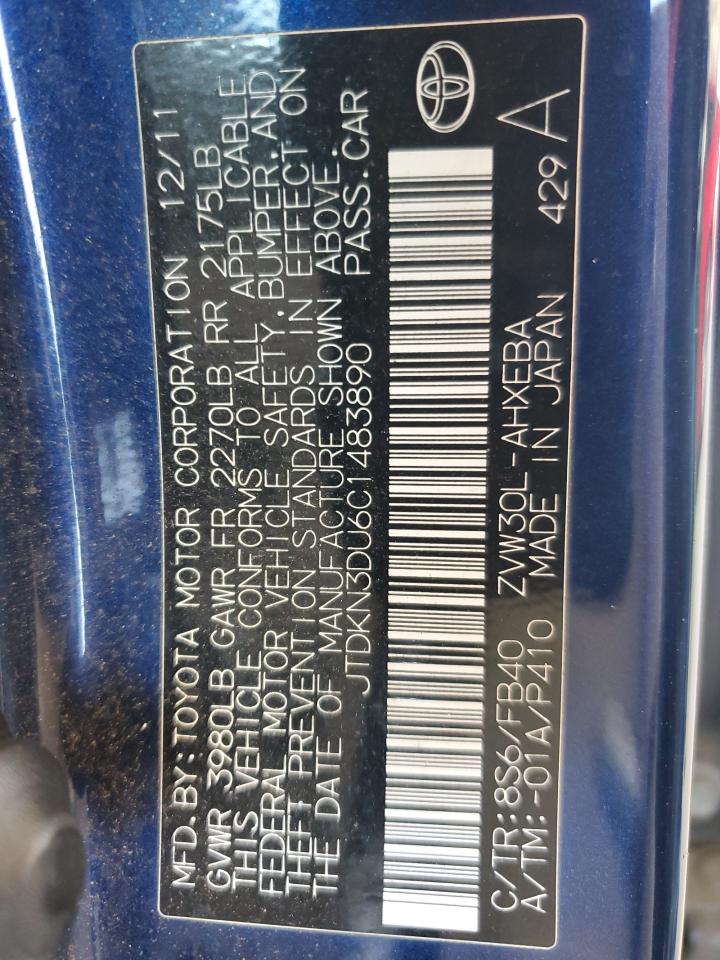 JTDKN3DU6C1483890 2012 Toyota Prius