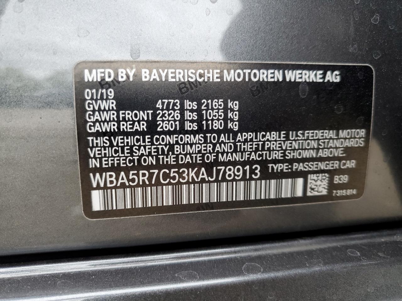 2019 BMW 330Xi VIN: WBA5R7C53KAJ78913 Lot: 72862894