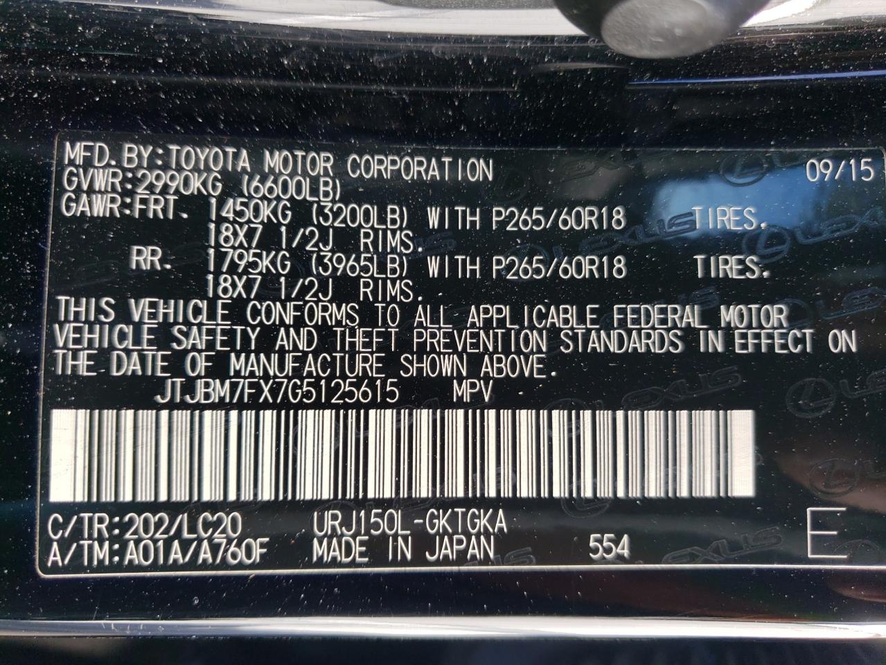 JTJBM7FX7G5125615 2016 Lexus Gx 460