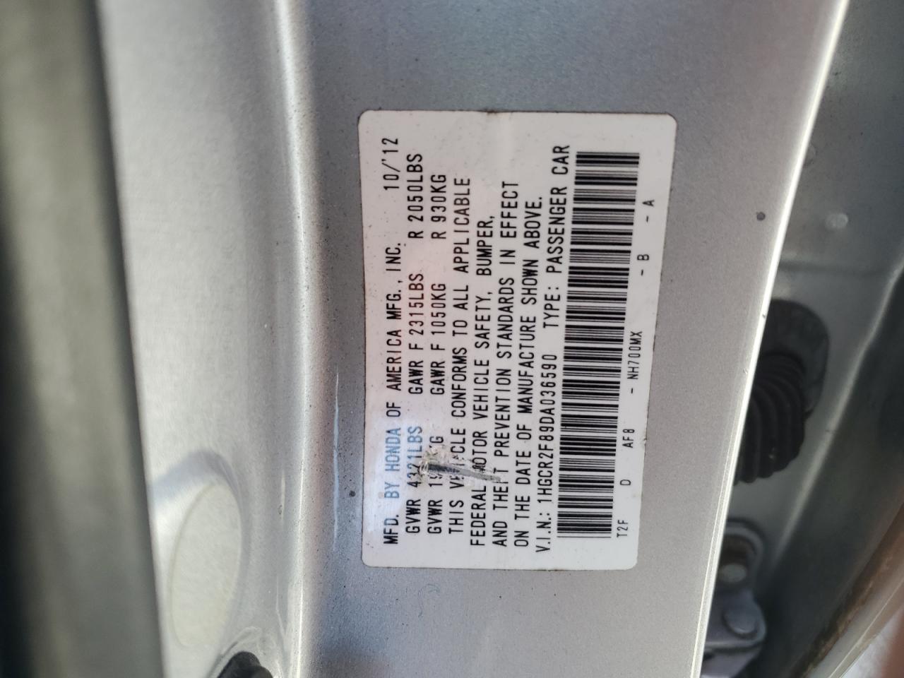 1HGCR2F89DA036590 2013 Honda Accord Exl