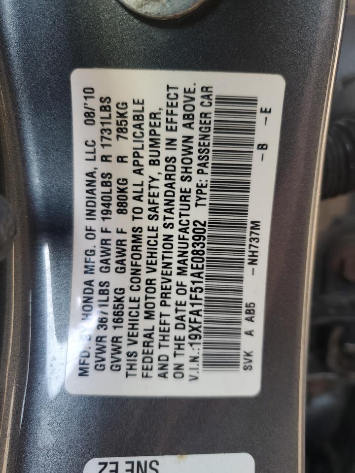 19XFA1F51AE083902 2010 Honda Civic Lx