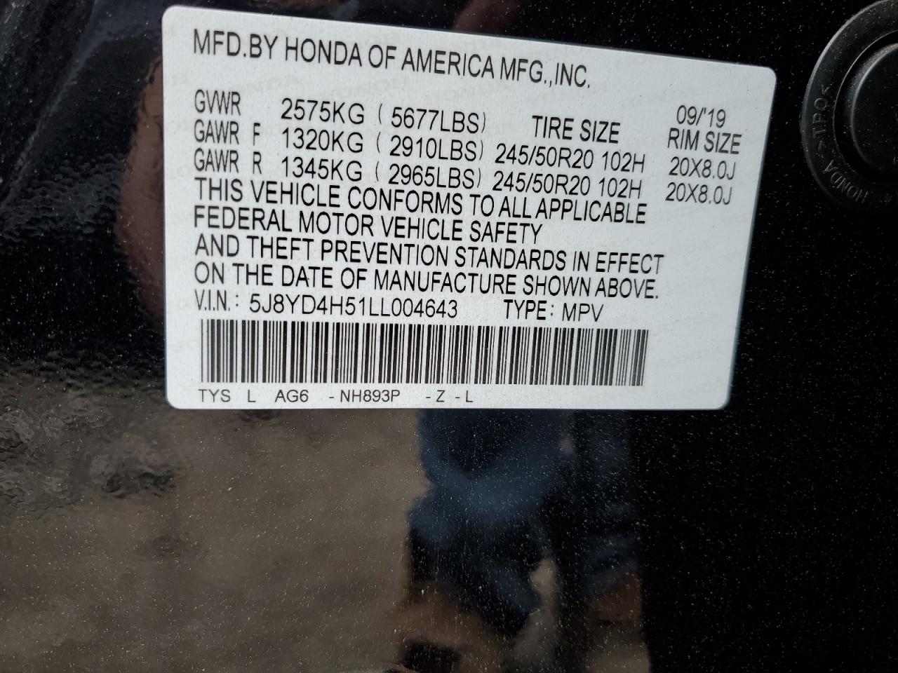 5J8YD4H51LL004643 2020 Acura Mdx Technology