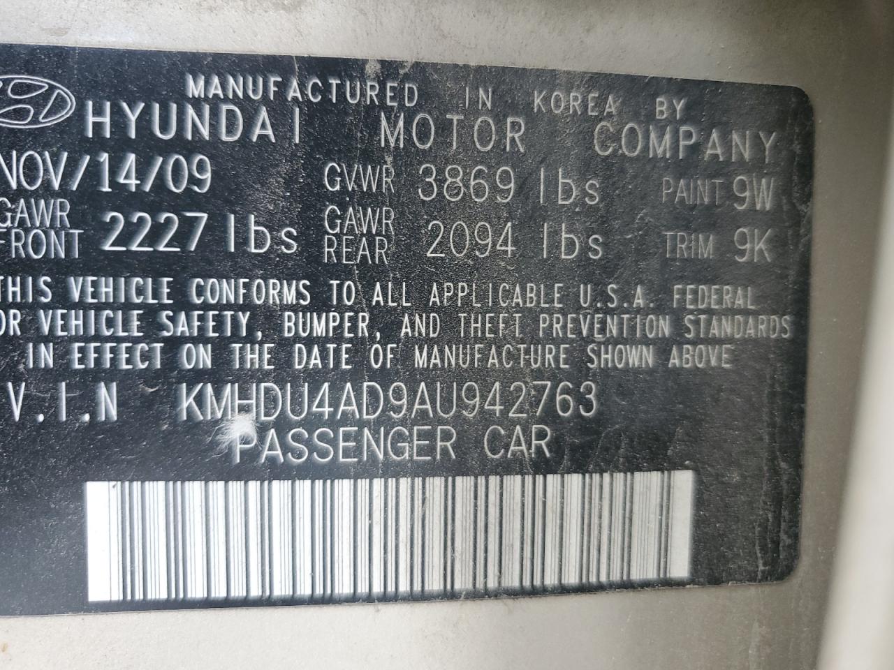 KMHDU4AD9AU942763 2010 Hyundai Elantra Blue