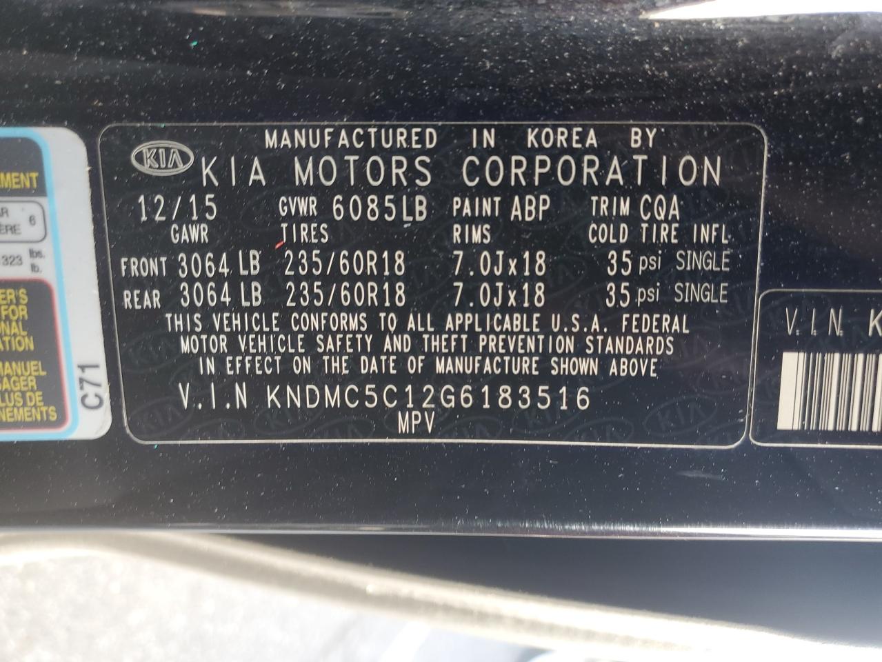 KNDMC5C12G6183516 2016 Kia Sedona Ex