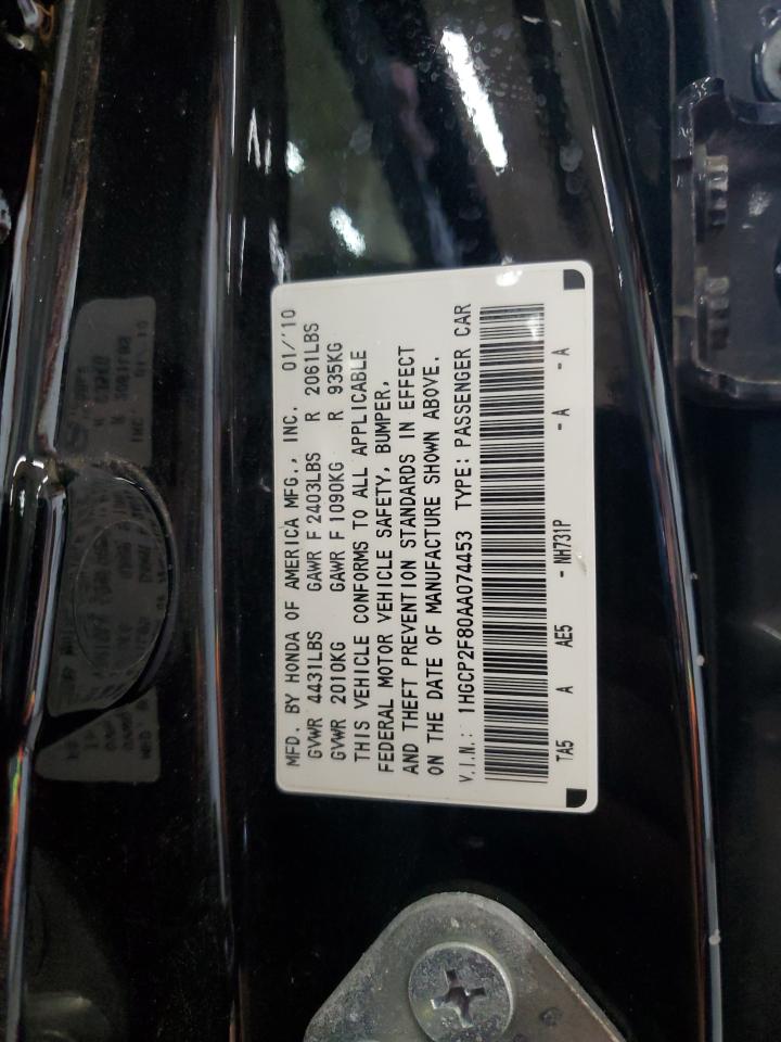 1HGCP2F80AA074453 2010 Honda Accord Exl