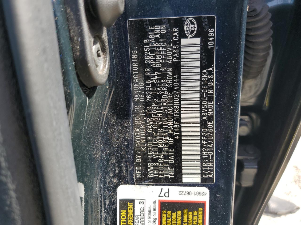 4T1BF1FK9HU274044 2017 TOYOTA CAMRY - Image 13