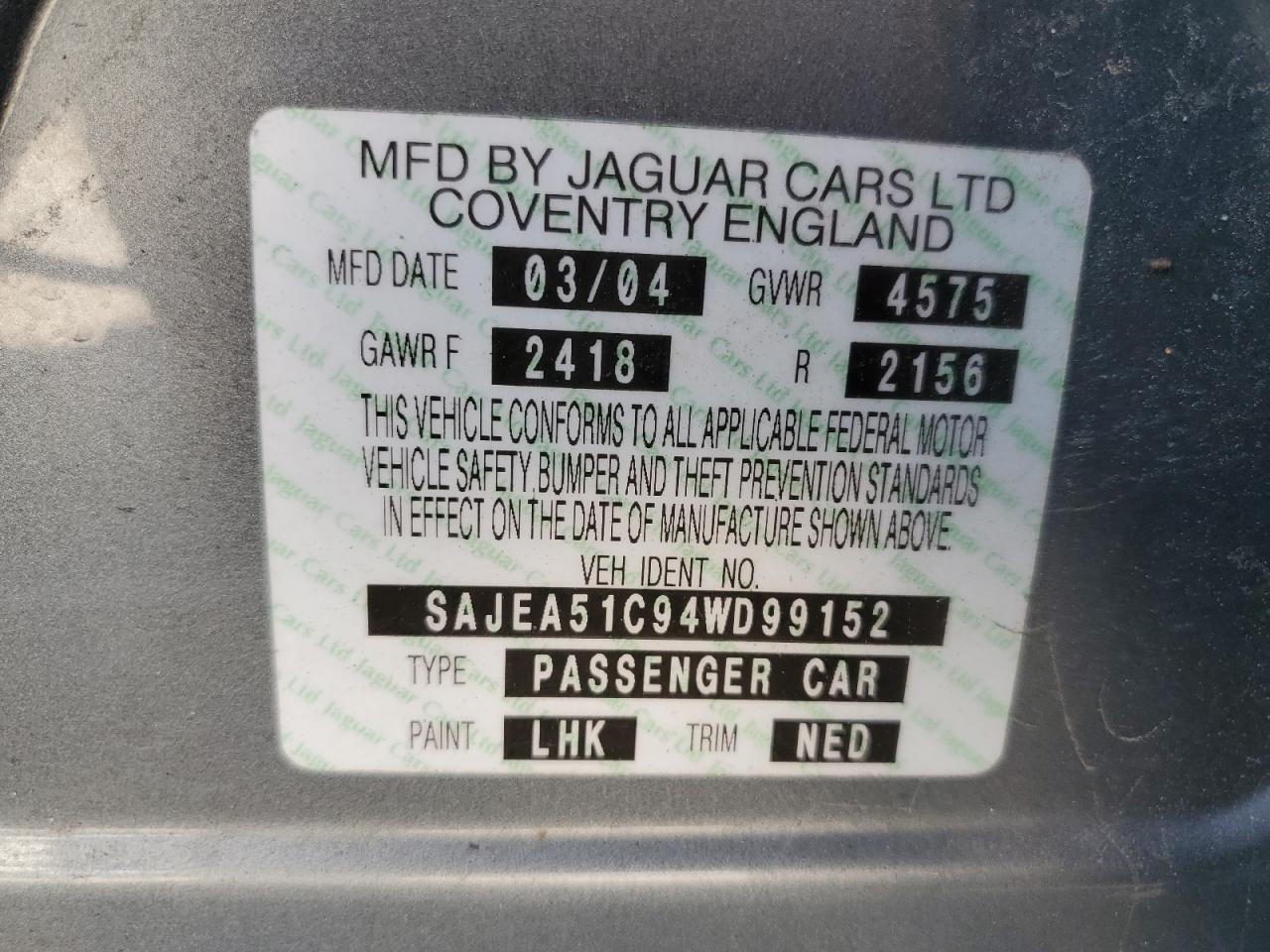 SAJEA51C94WD99152 2004 Jaguar X-Type 3.0