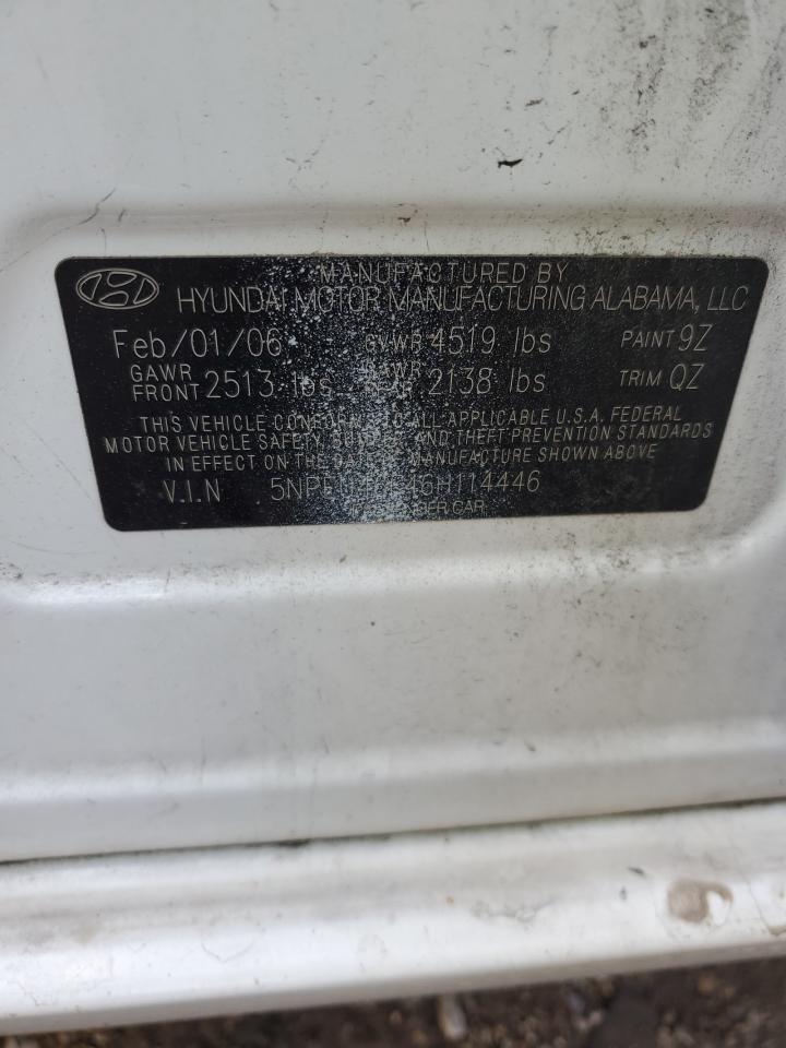 5NPEU46F46H114446 2006 Hyundai Sonata Gls