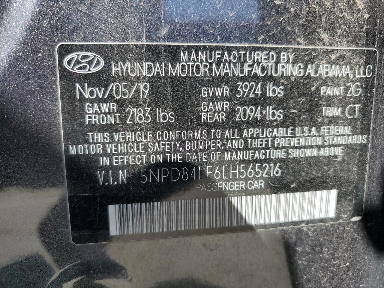 2020 Hyundai Elantra Sel VIN: 5NPD84LF6LH565216 Lot: 70303344