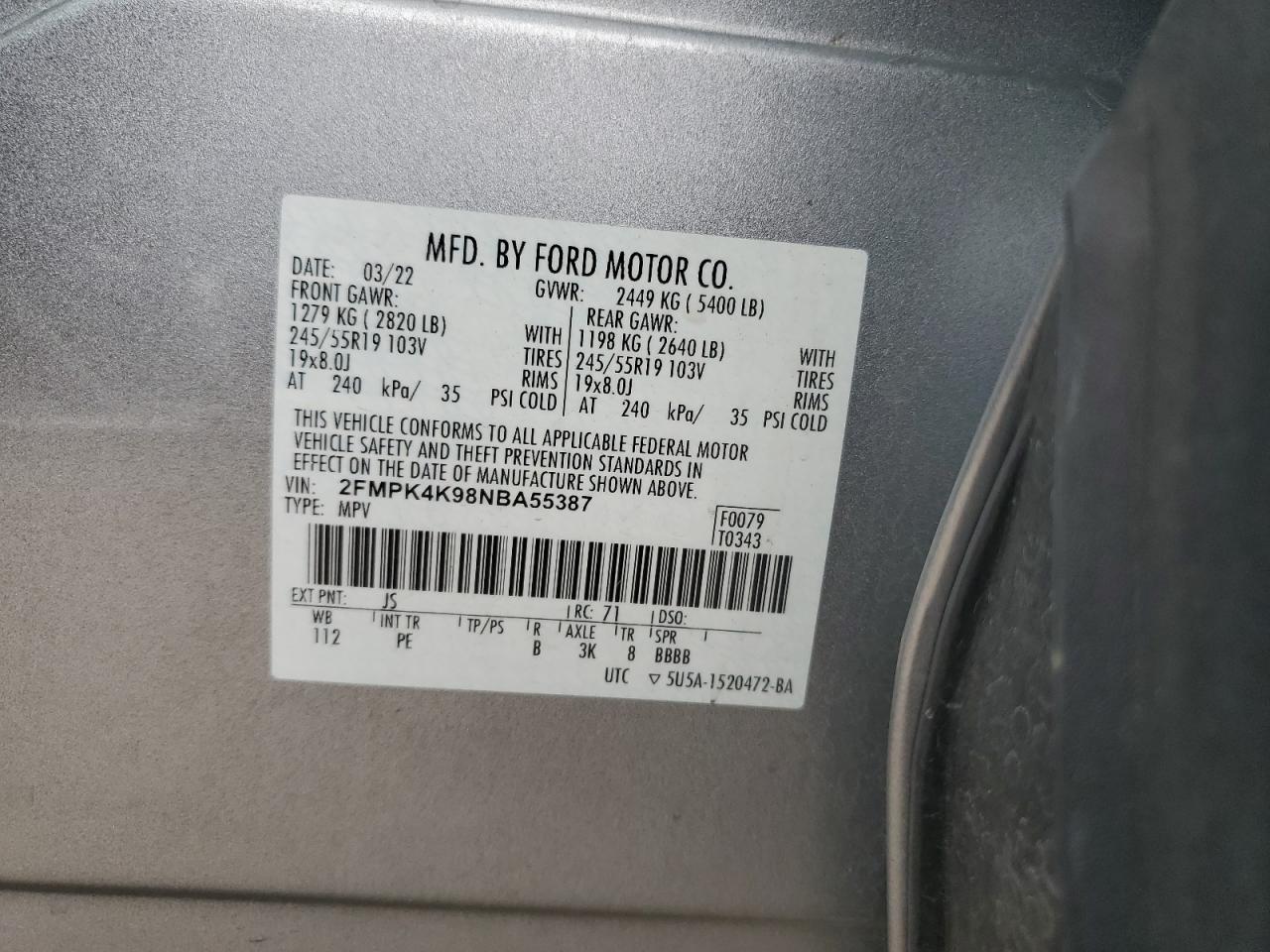 2FMPK4K98NBA55387 2022 FORD EDGE - Image 13