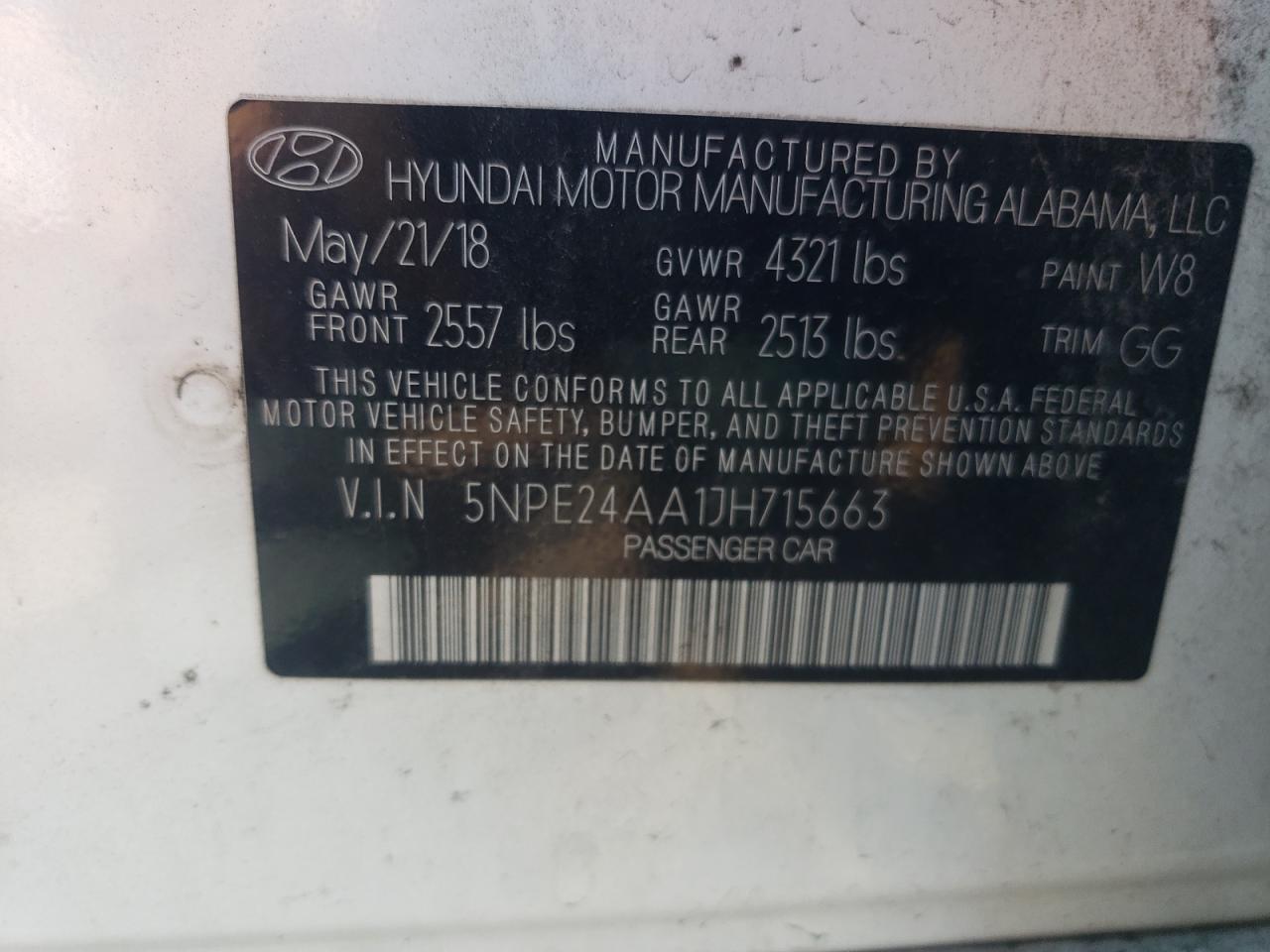 5NPE24AA1JH715663 2018 Hyundai Sonata Eco