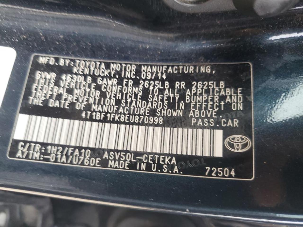 4T1BF1FK8EU870998 2014 Toyota Camry L