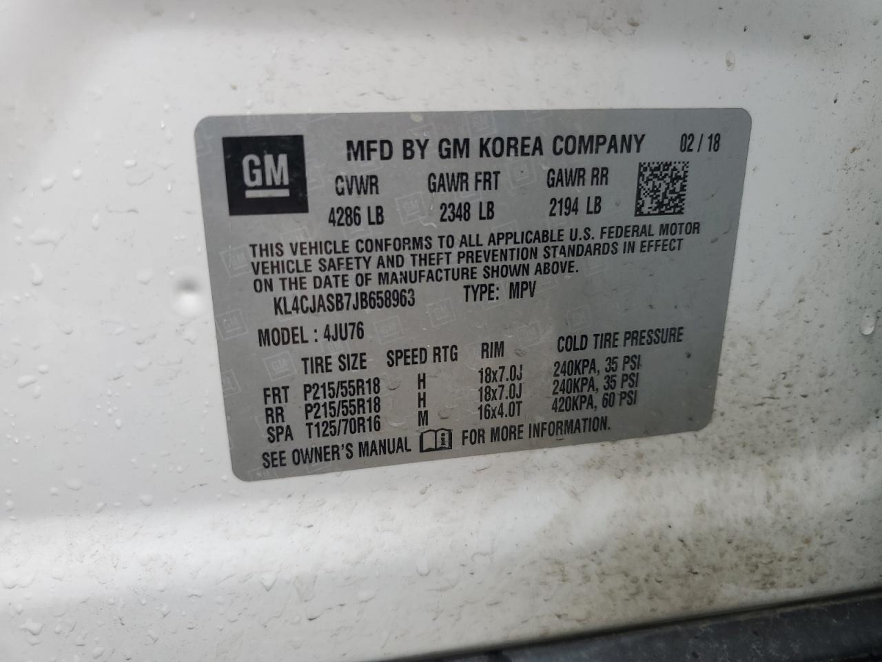 KL4CJASB7JB658963 2018 Buick Encore Preferred