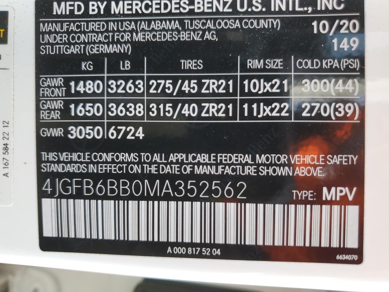 2021 Mercedes-Benz Gle Amg 53 4Matic VIN: 4JGFB6BB0MA352562 Lot: 72473094