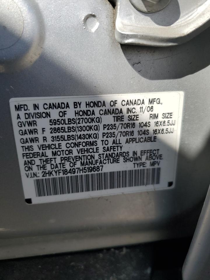 2HKYF18497H519687 2007 Honda Pilot Ex