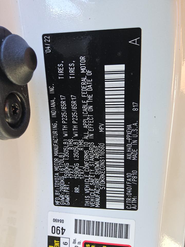 5TDKRKEC0NS116560 2022 Toyota Sienna Le