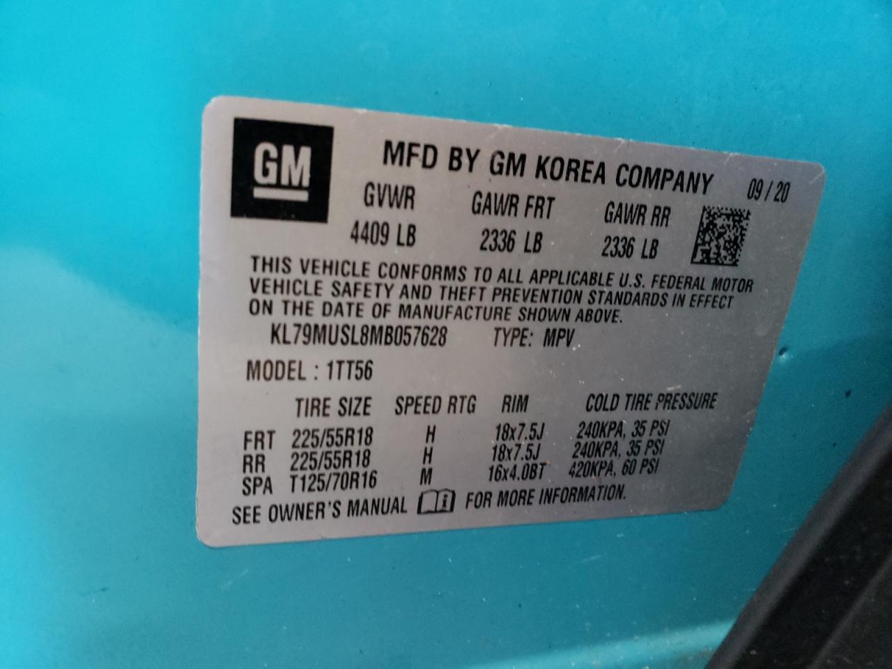 KL79MUSL8MB057628 2021 Chevrolet Trailblazer Rs