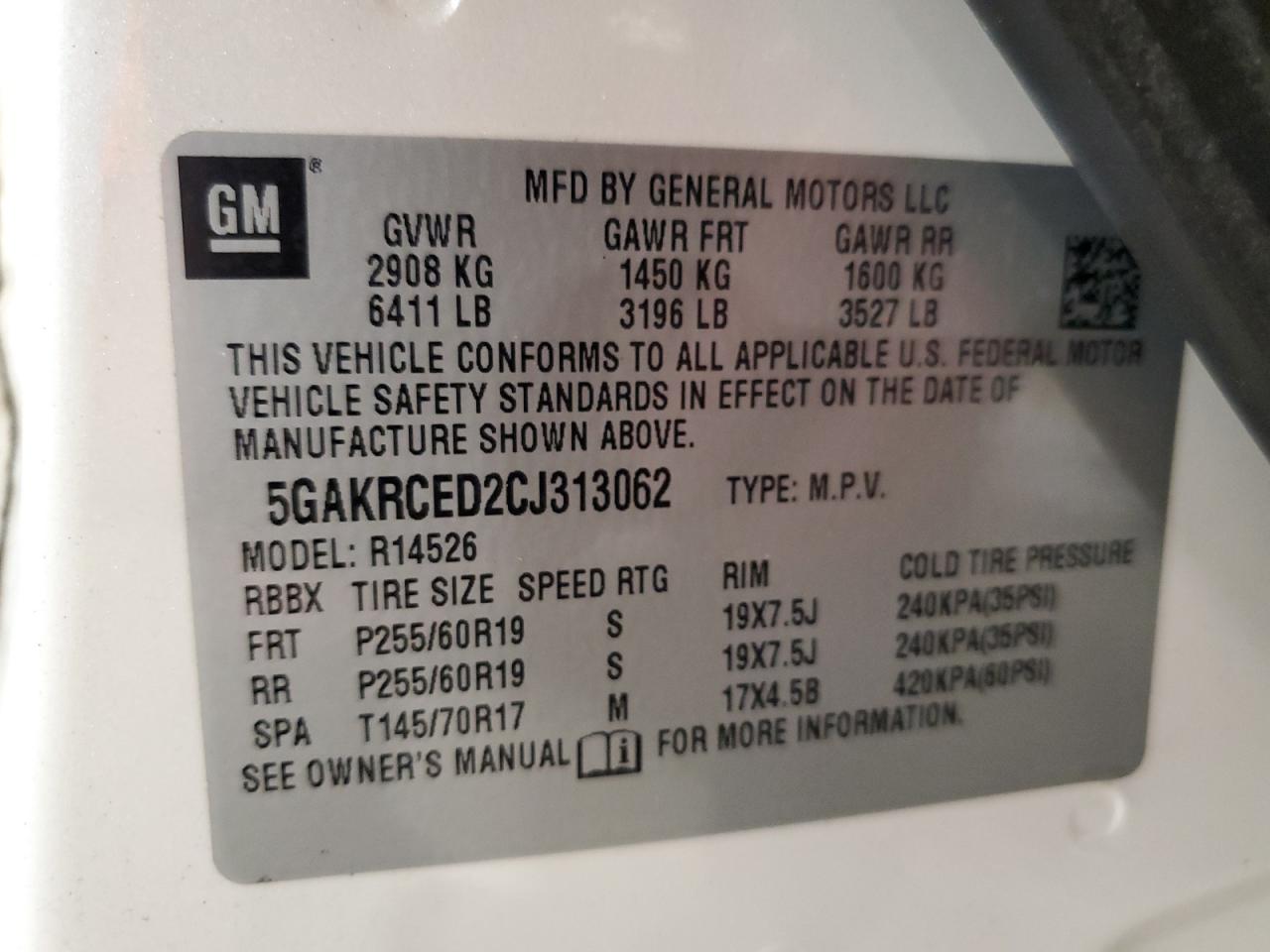 5GAKRCED2CJ313062 2012 Buick Enclave