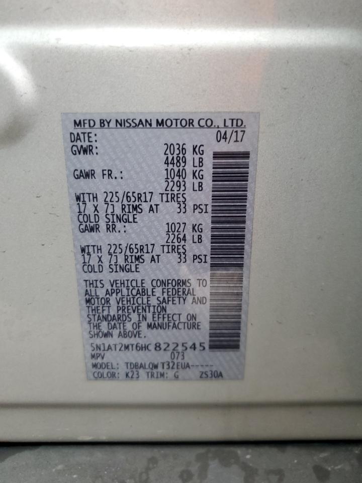 5N1AT2MT6HC822545 2017 Nissan Rogue S