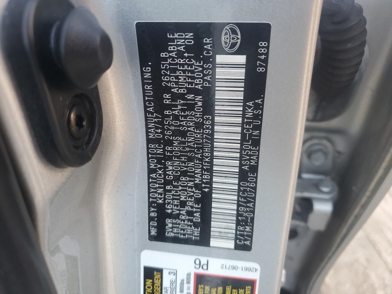 4T1BF1FK8HU779363 2017 Toyota Camry Le