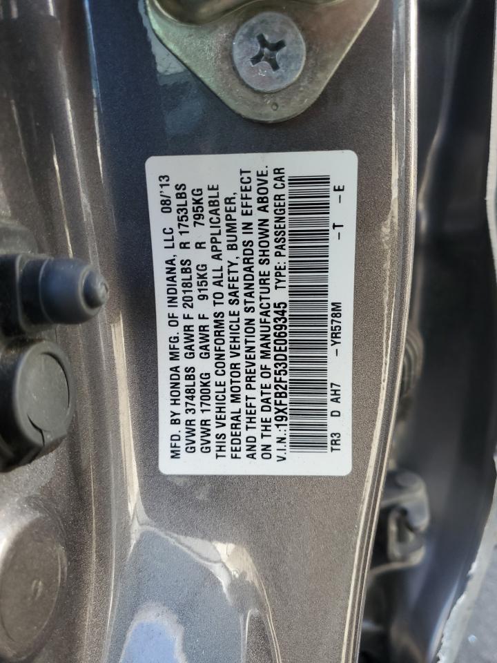 2013 Honda Civic Lx VIN: 19XFB2F53DE069345 Lot: 69896364