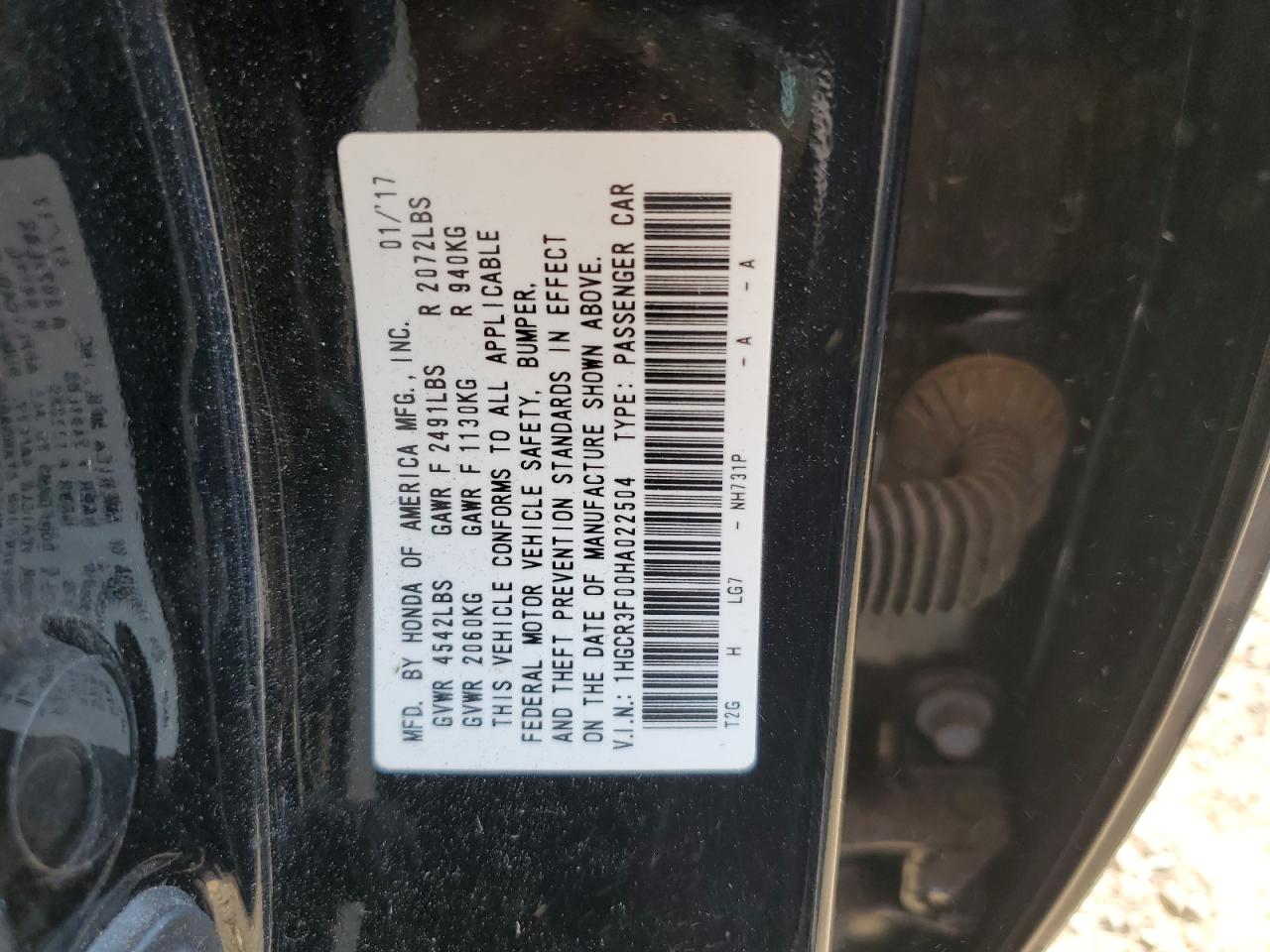 1HGCR3F00HA022504 2017 HONDA ACCORD - Image 12