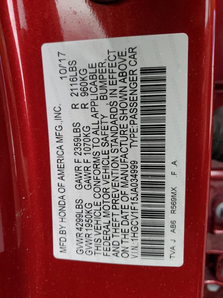 1HGCV1F15JA034999 2018 Honda Accord Lx