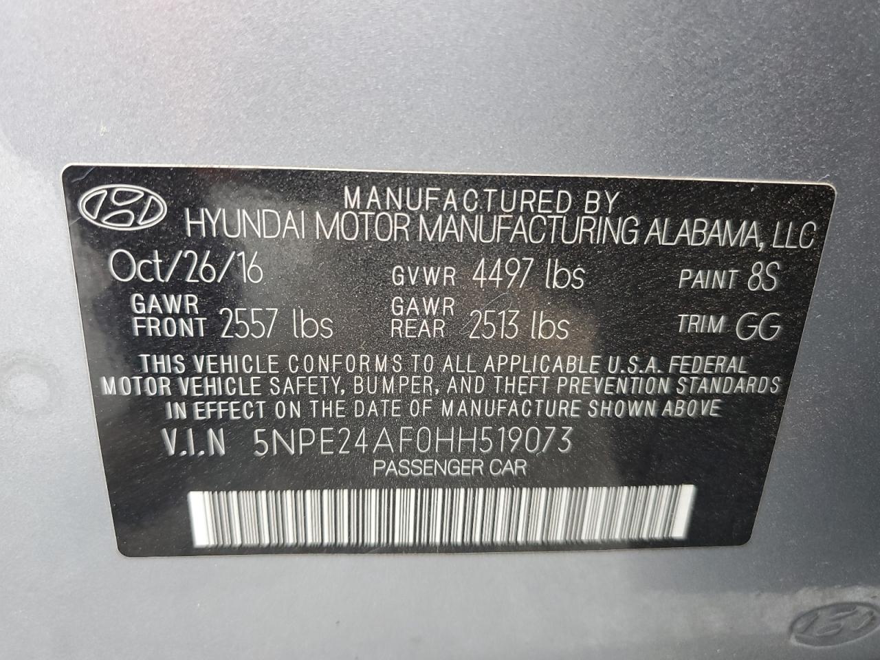 5NPE24AF0HH519073 2017 HYUNDAI SONATA - Image 15