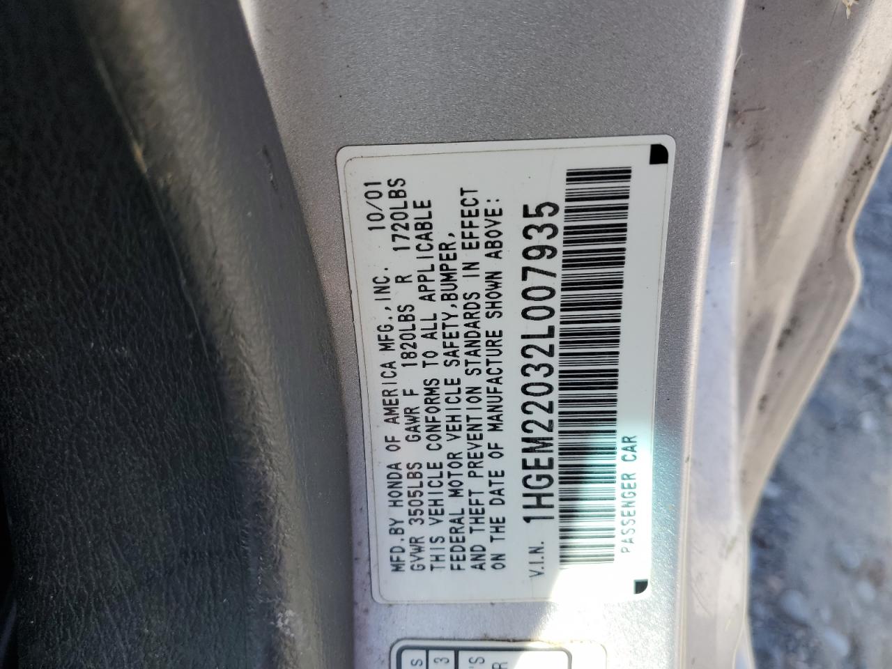 1HGEM22032L007935 2002 Honda Civic Ex