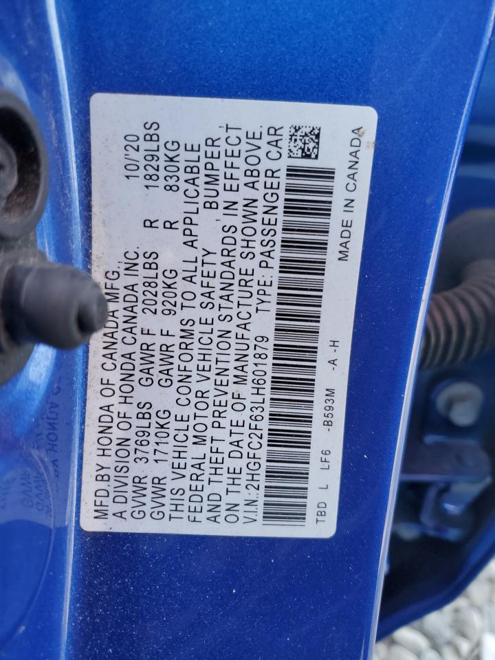 2HGFC2F63LH601879 2020 Honda Civic Lx