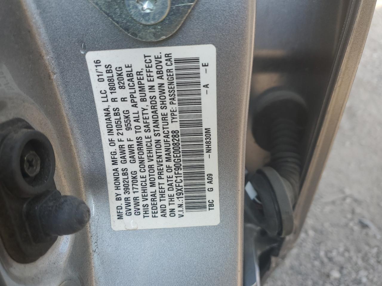 19XFC1F90GE008288 2016 HONDA CIVIC - Image 13