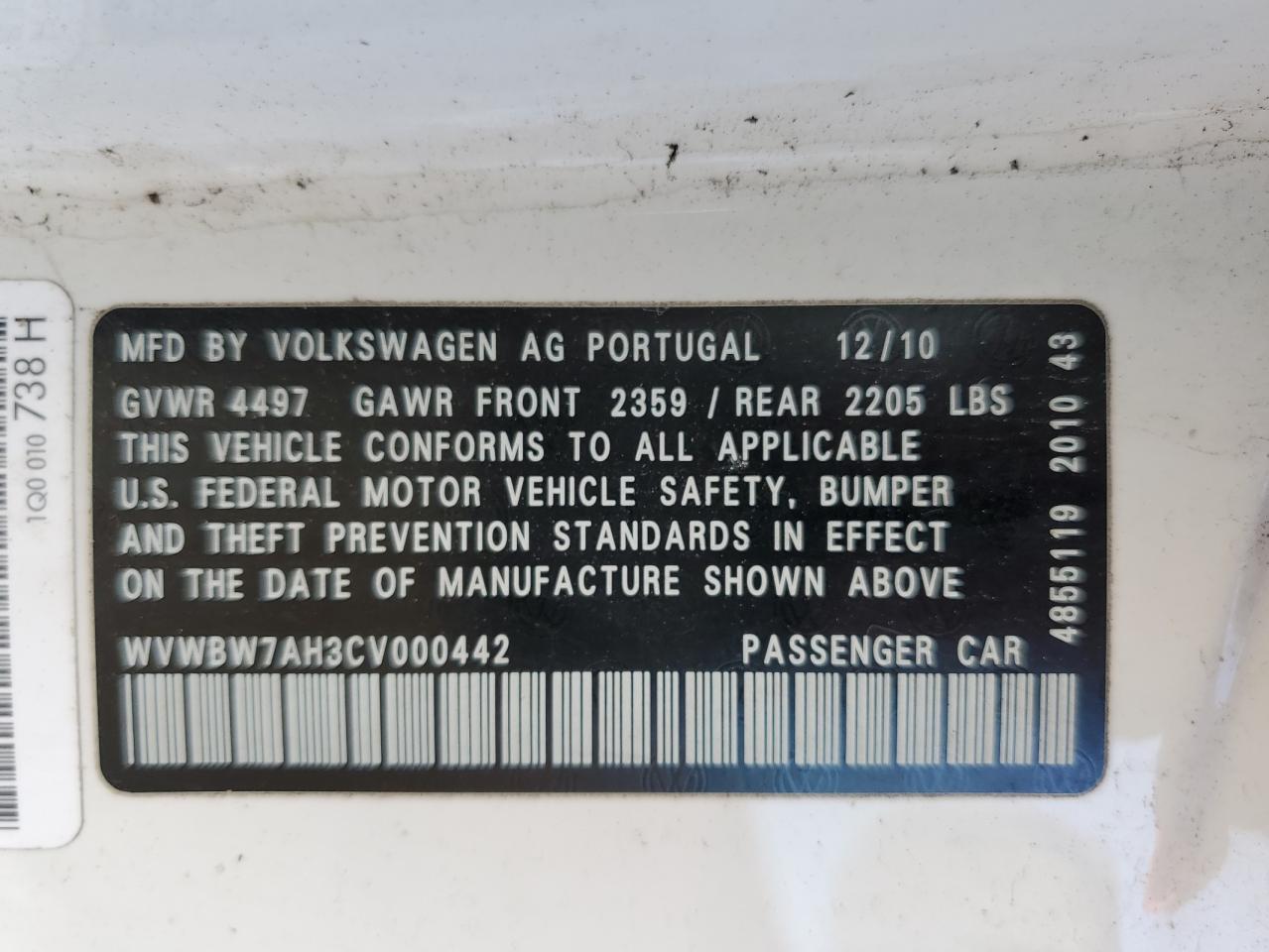 WVWBW7AH3CV000442 2012 Volkswagen Eos Komfort