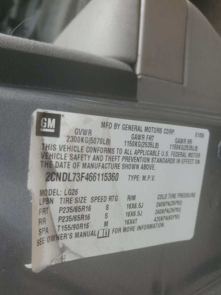 2CNDL73F466115360 2006 Chevrolet Equinox Lt