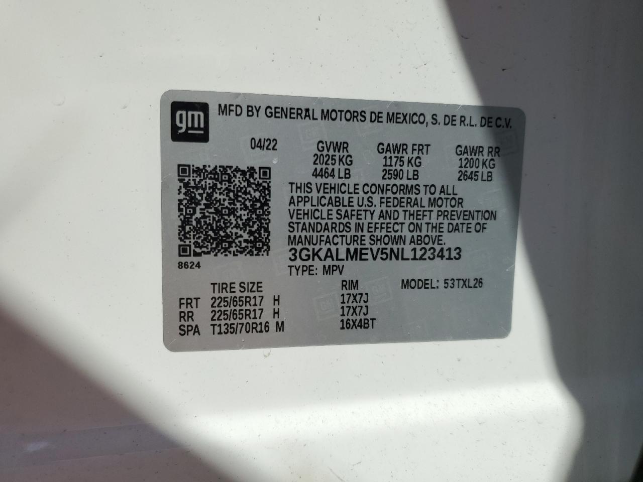 3GKALMEV5NL123413 2022 GMC Terrain Sle